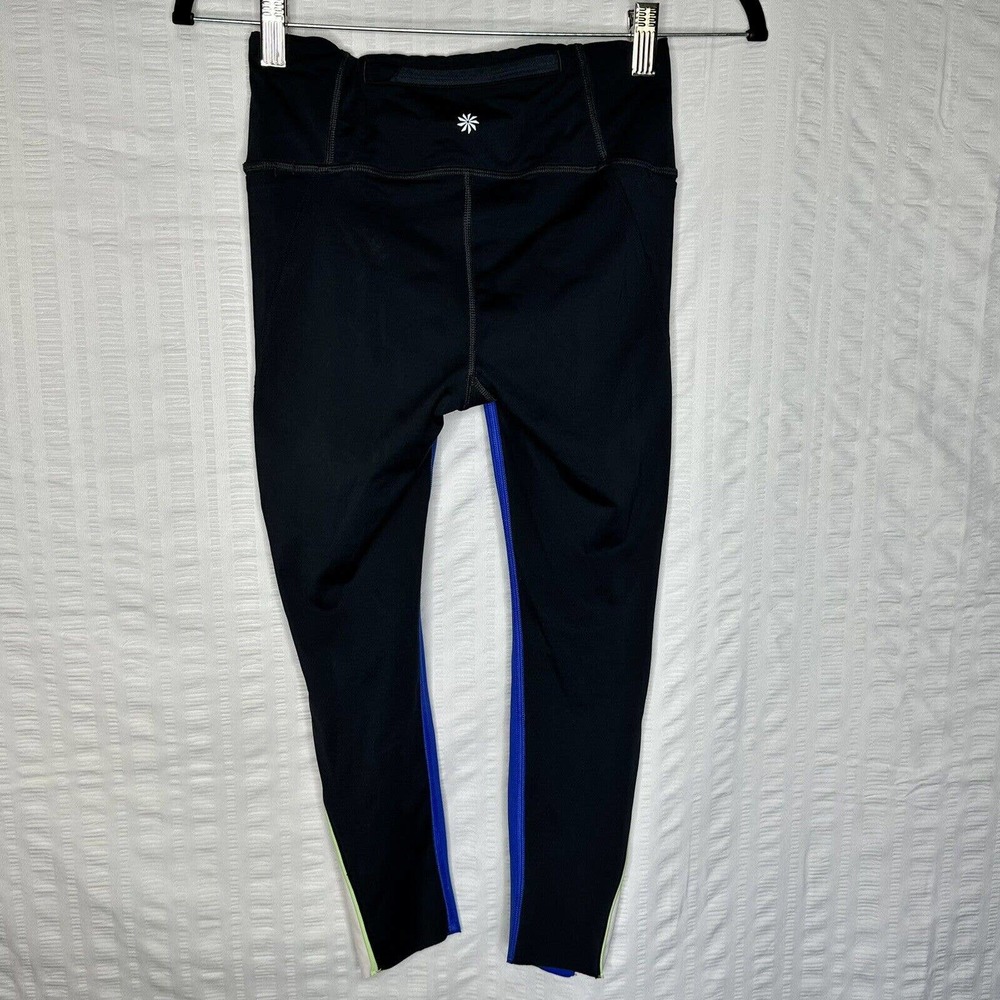 Athleta Leggings Womens XXS Blue Velocity Colorblock Capri Midrise Workout Gym - Picture 6 of 12